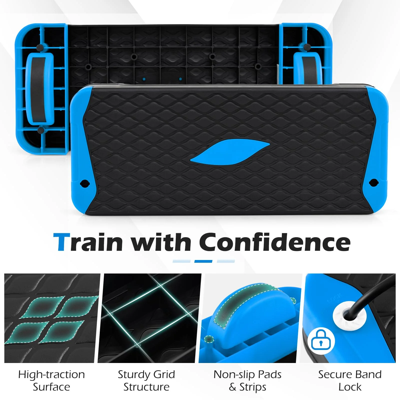 Goplus 3-in-1 Aerobic Step Platform 600 LBS Adjustable Exercise Stepper - Image 4