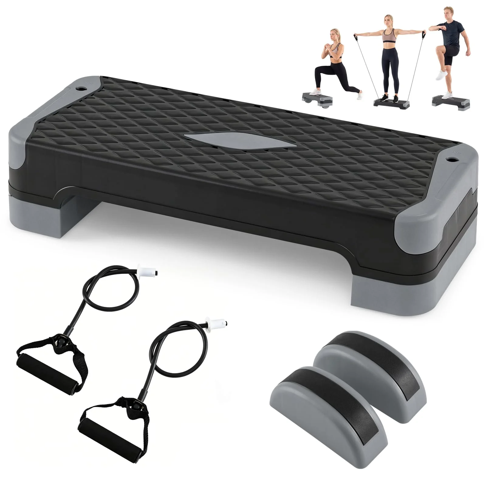 Goplus 3-in-1 Aerobic Step Platform 600 LBS Adjustable Exercise Stepper - Image 8