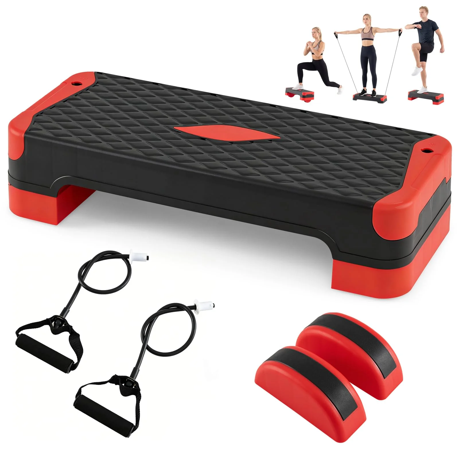 Goplus 3-in-1 Aerobic Step Platform 600 LBS Adjustable Exercise Stepper - Image 9