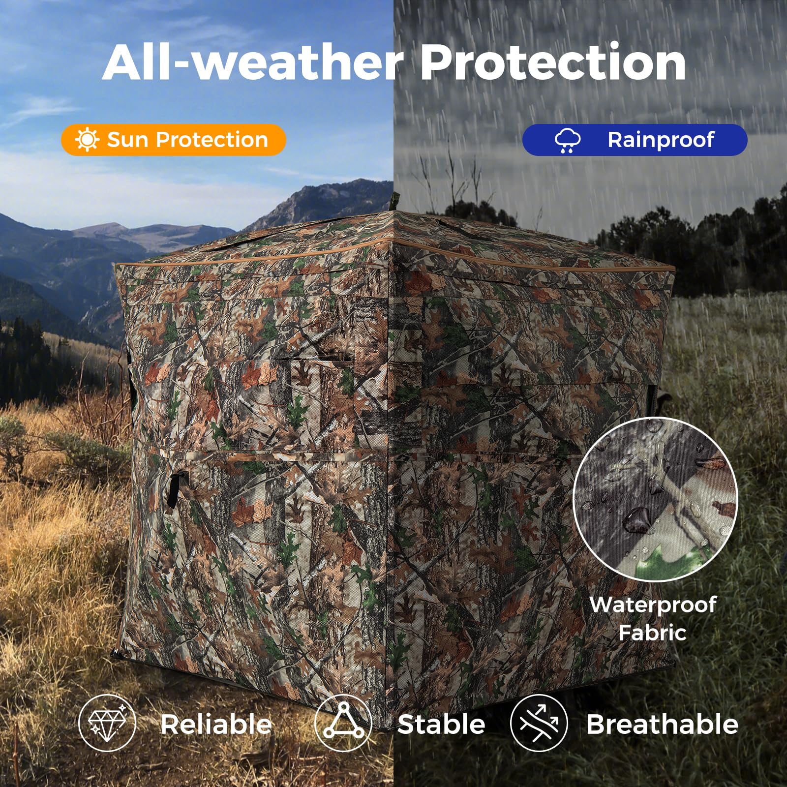 Goplus 3 in 1 Multifunctional Hunting Blind, 360° One-Way See-Through Hunting Tent w/Skylight - Image 5