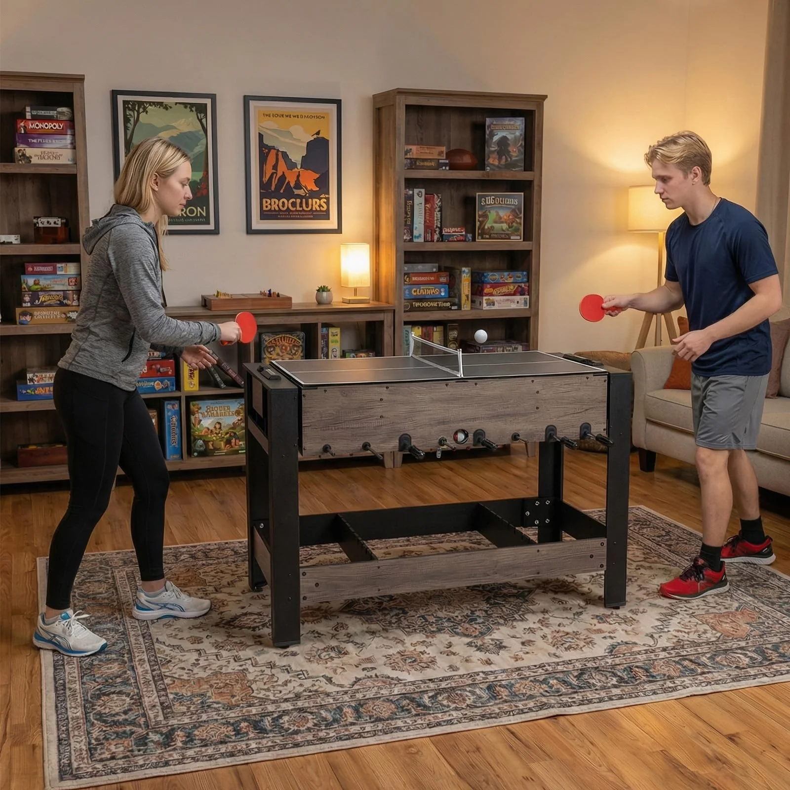 Goplus 3-in-1 Swivel Game Table with Foosball Pool Billiards & Table Tennis for Adults - Image 8