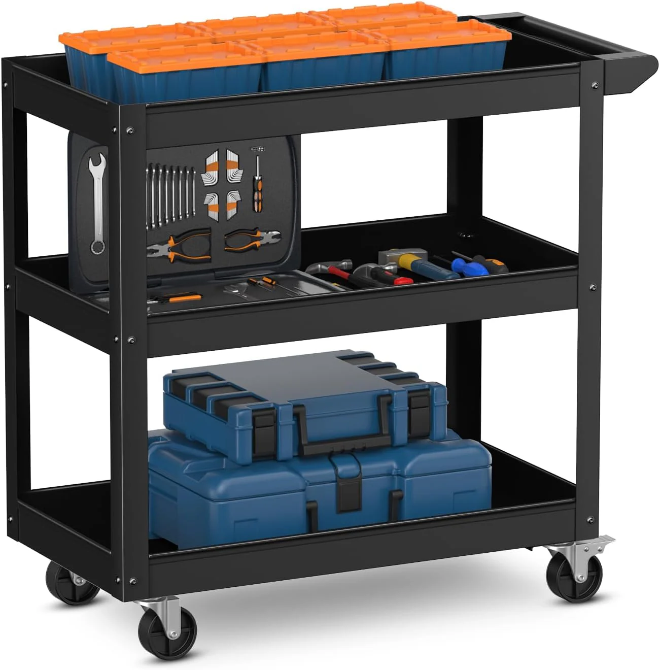 Goplus 3-Layer Service Utility Cart, Heavy Duty Unity Cart with Flat Handle - Image 10