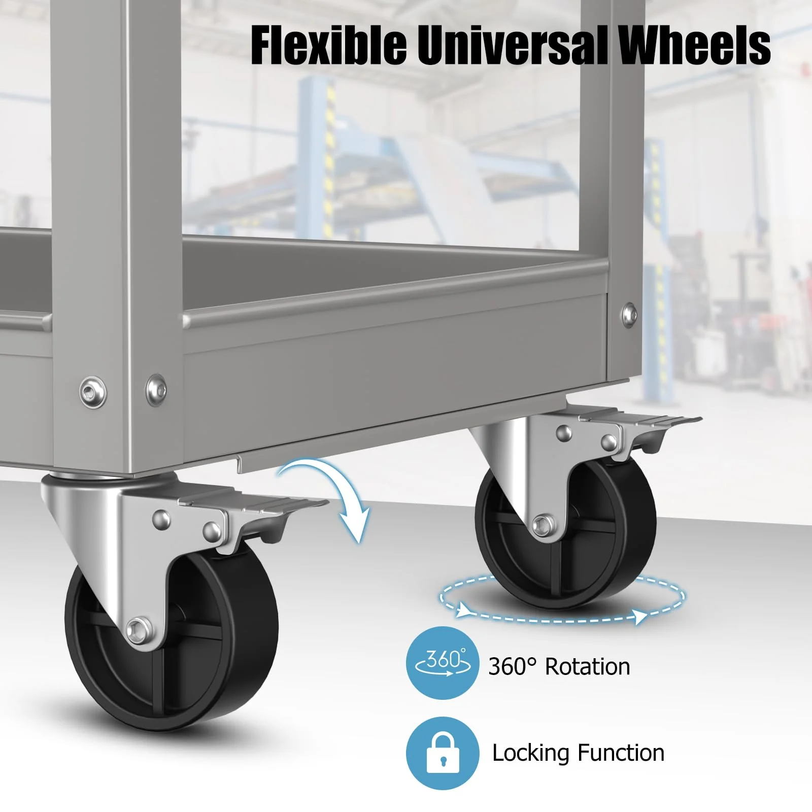 Goplus 3-Layer Service Utility Cart, Heavy Duty Unity Cart with Flat Handle - Image 5