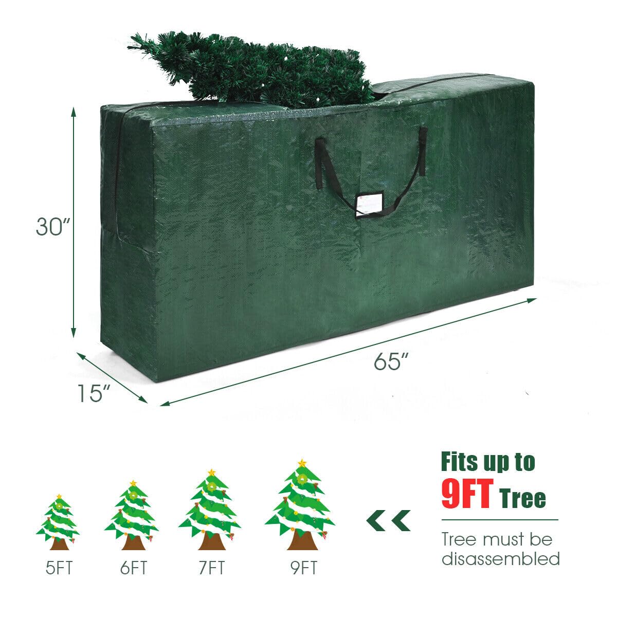 Goplus 3-Minute-Setup Pre-Lit Christmas Tree with Storage Bag - Image 7