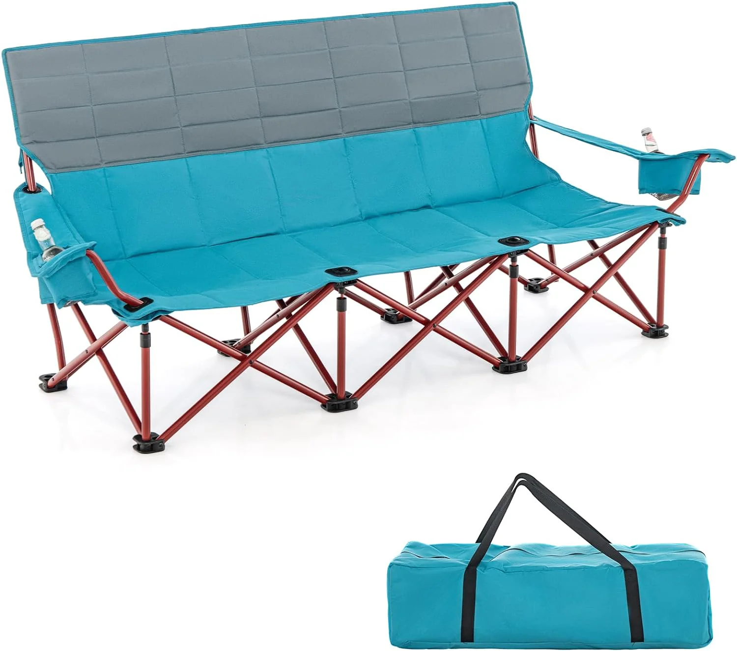 Goplus 3 Person Camping Chair for Adults, Outdoor Folding Oversized Camping Couch Chair (3-Person Seat) - Image 10