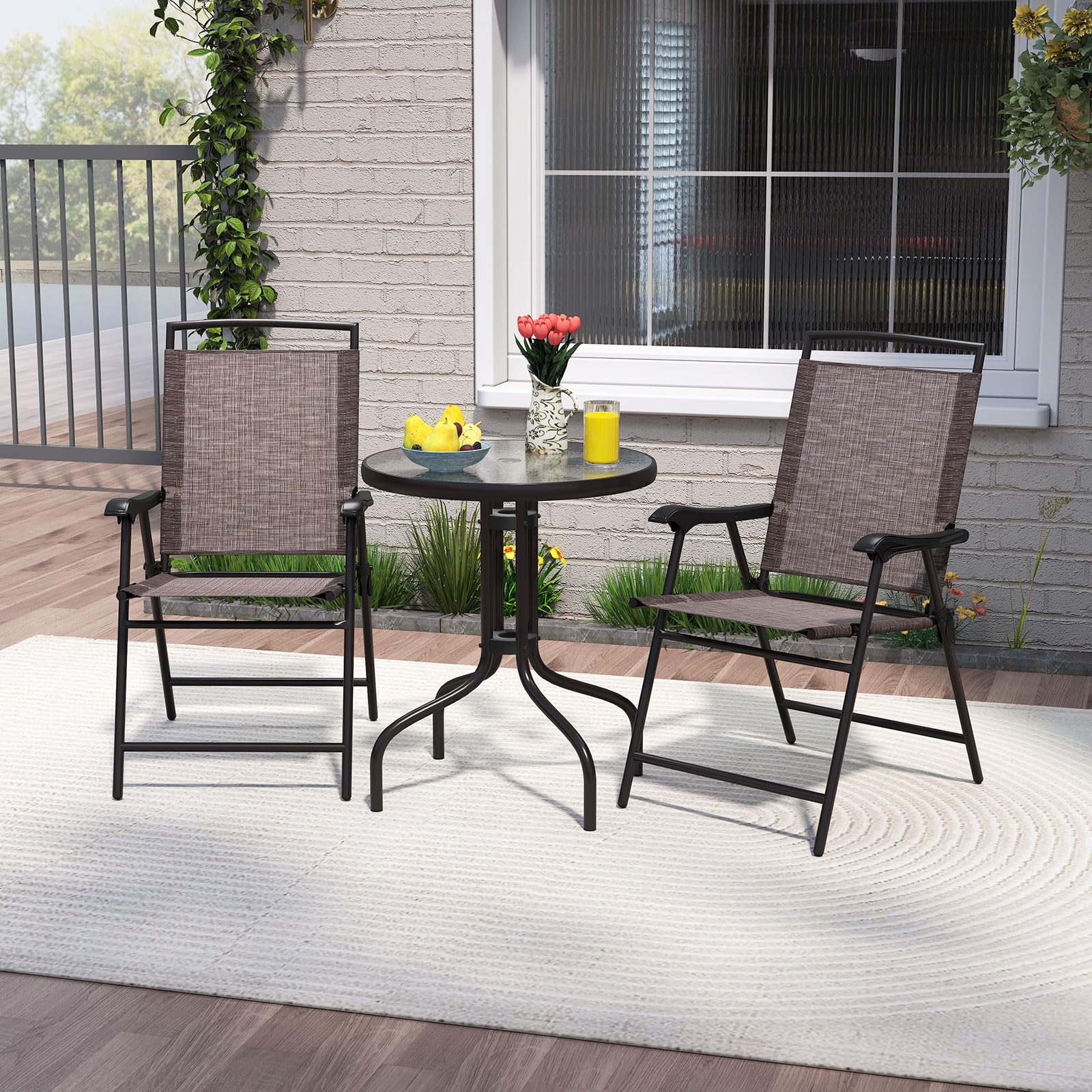 Goplus 3 Pieces Bistro Set with Tempered Glass Table - Image 7