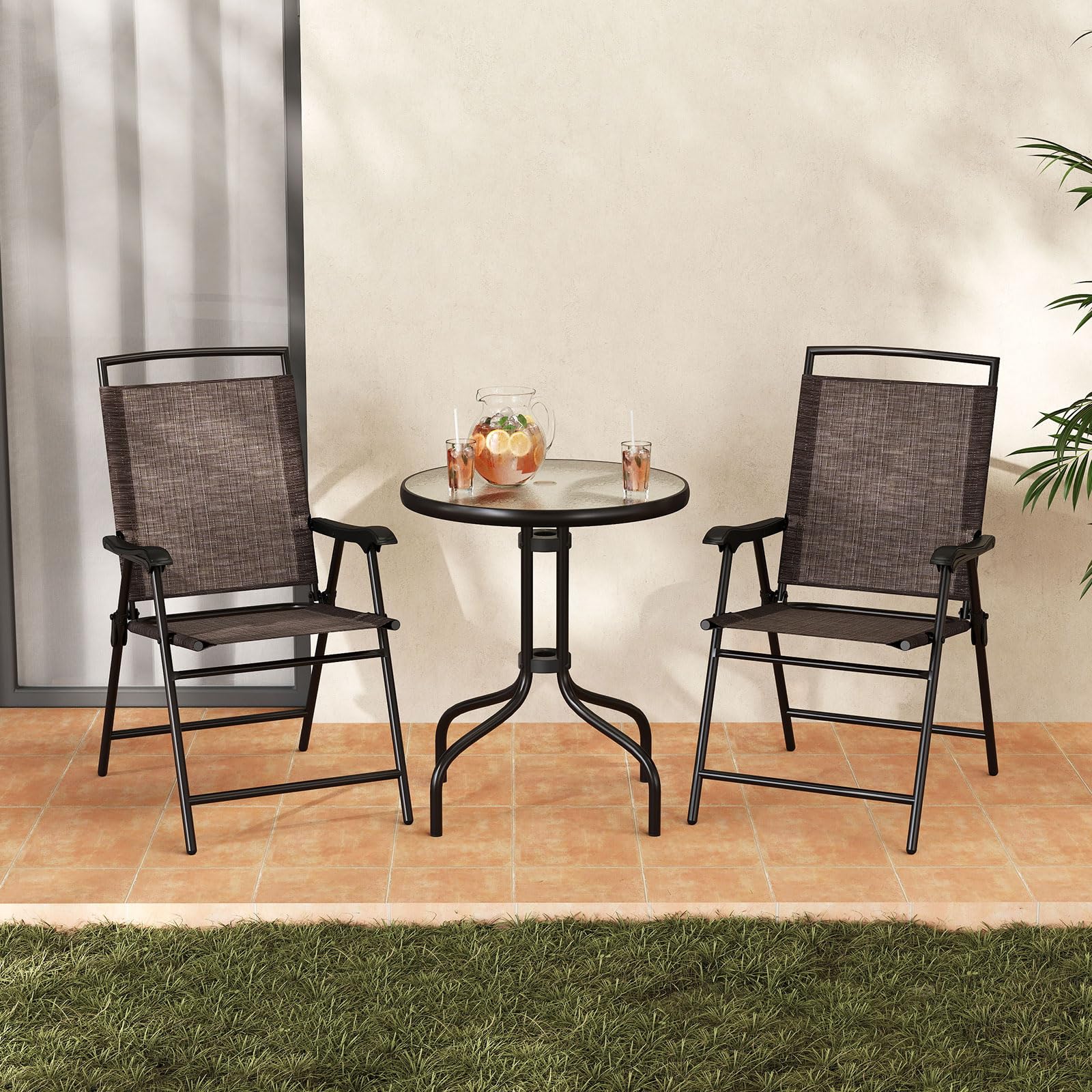 Goplus 3 Pieces Bistro Set with Tempered Glass Table - Image 8