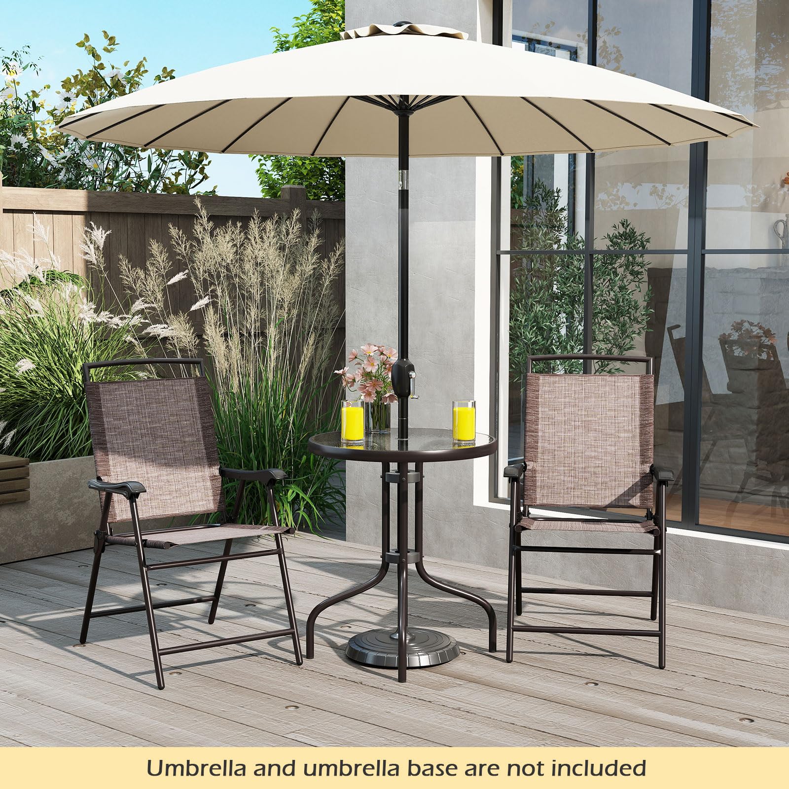 Goplus 3 Pieces Bistro Set with Tempered Glass Table - Image 9