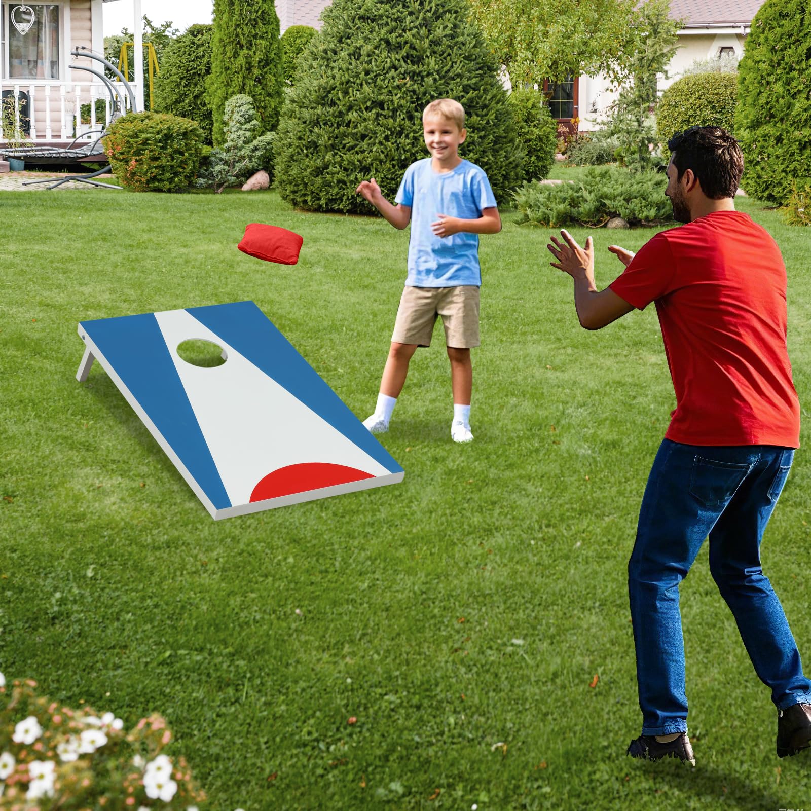 Goplus 3 x 2FT Cornhole Board Set with 8 Bean Bags - Image 3