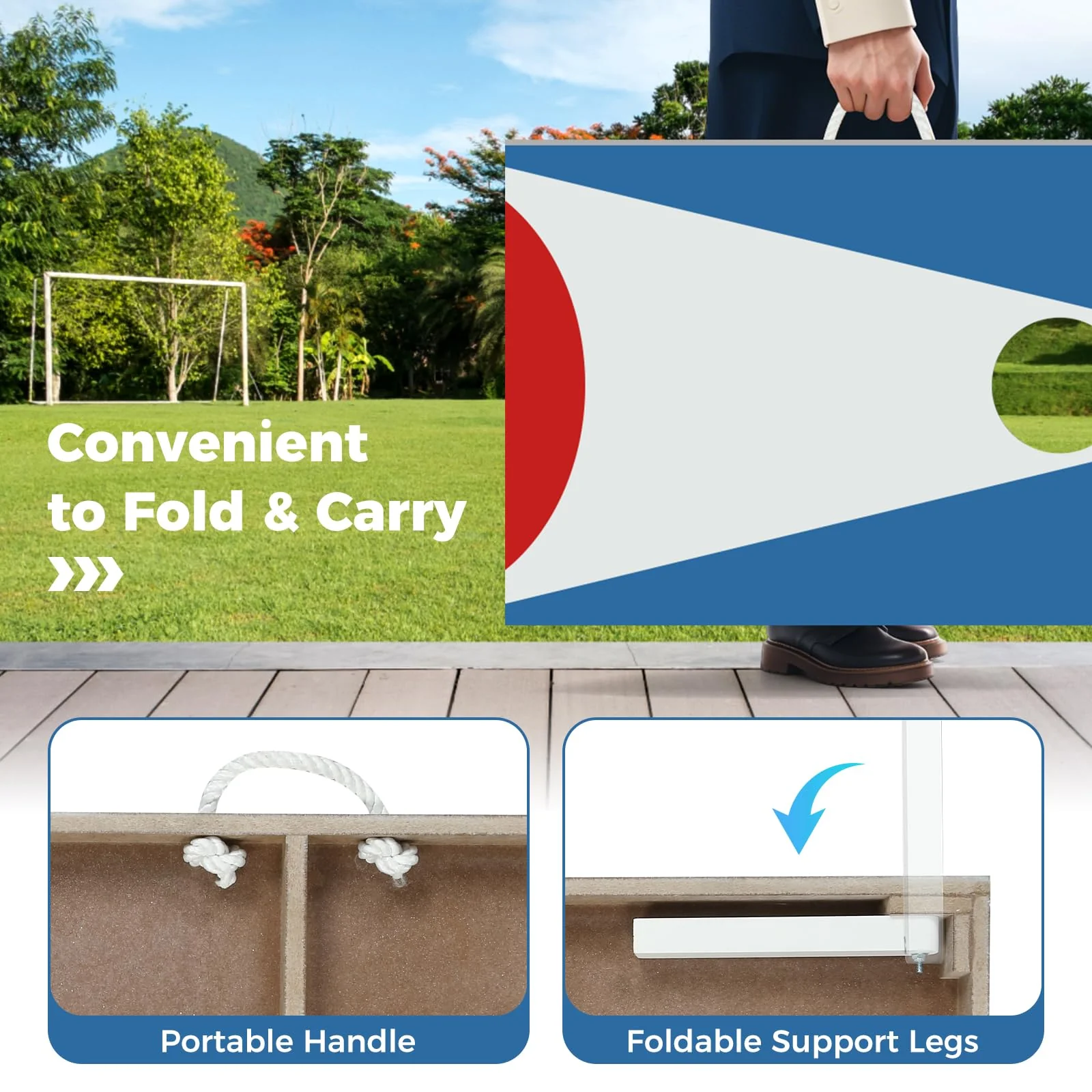 Goplus 3 x 2FT Cornhole Board Set with 8 Bean Bags - Image 4