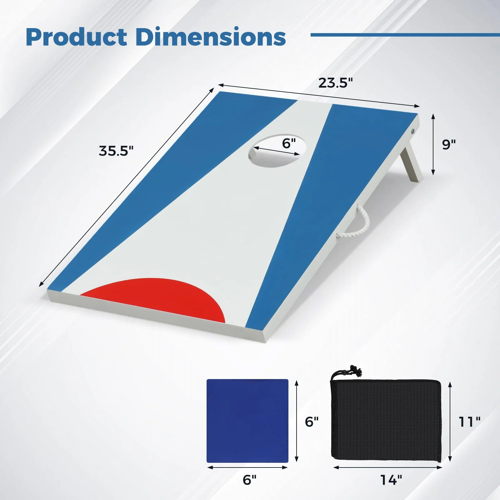 Goplus 3 x 2FT Cornhole Board Set with 8 Bean Bags - Image 6