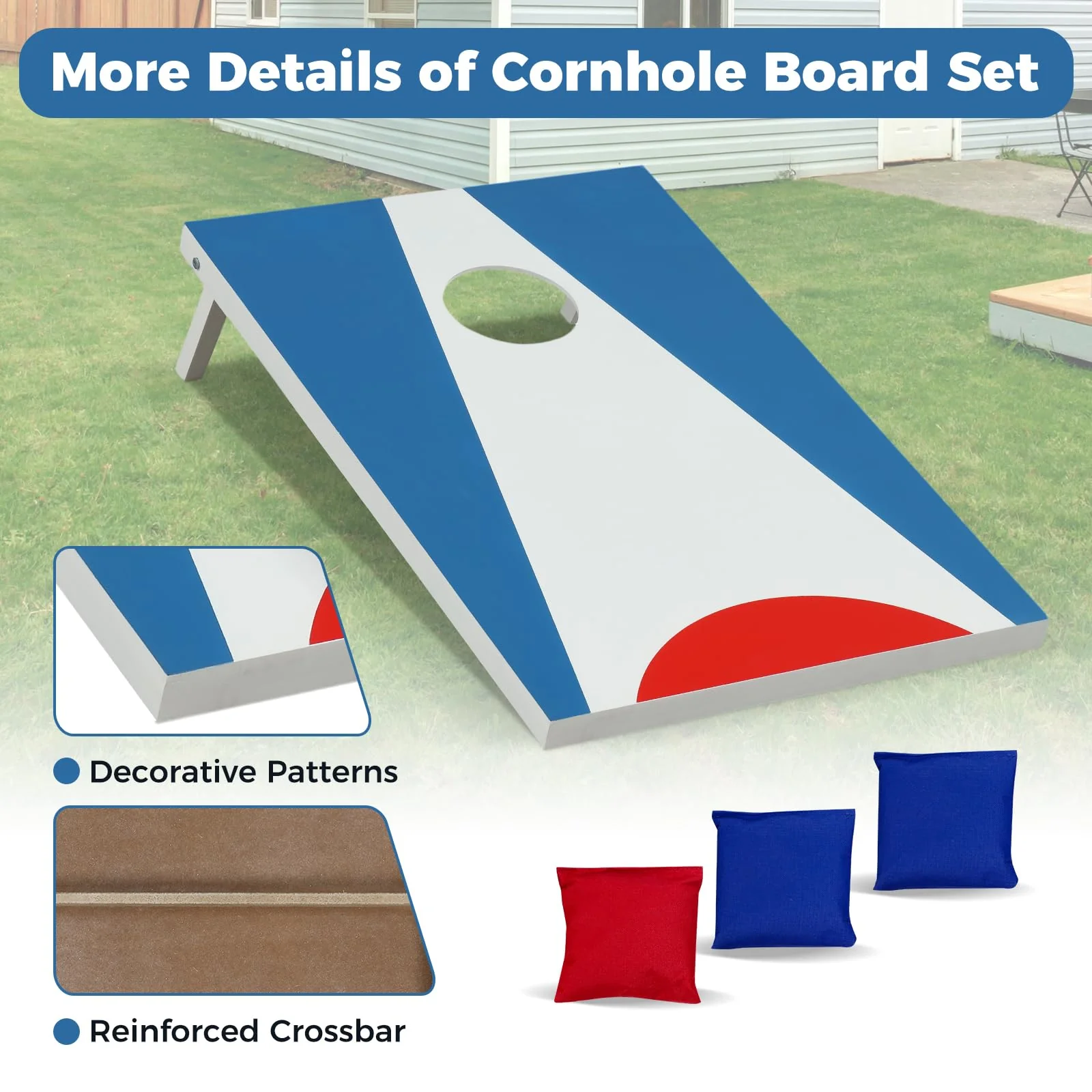 Goplus 3 x 2FT Cornhole Board Set with 8 Bean Bags - Image 8