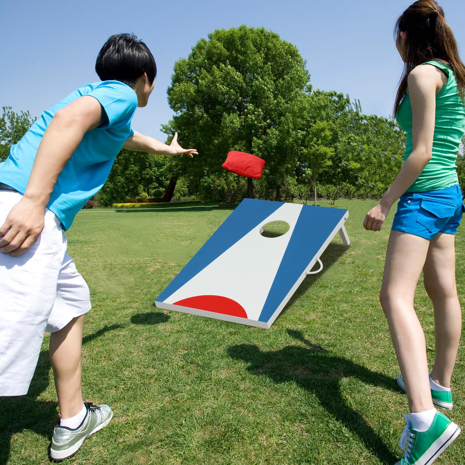 Goplus 3 x 2FT Cornhole Board Set with 8 Bean Bags - Image 9