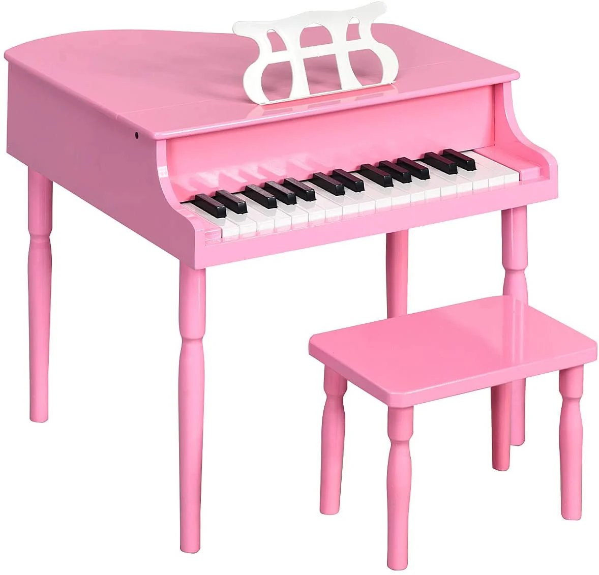 Goplus 30-Key Classical Kids Piano, Mini Grand Piano Wooden Learn-to-Play Musical Instrument Toy with Bench (4 Straight Leg-Black) - Image 10