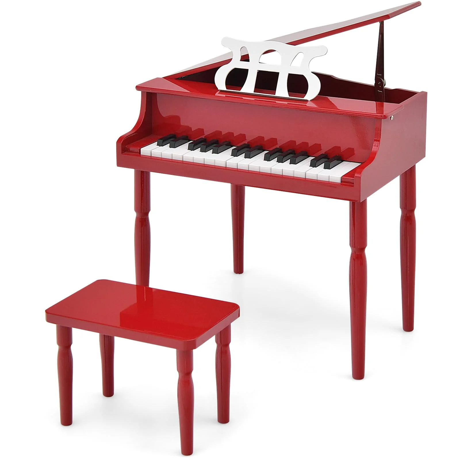 Goplus 30-Key Classical Kids Piano, Mini Grand Piano Wooden Learn-to-Play Musical Instrument Toy with Bench (4 Straight Leg-Black) - Image 12