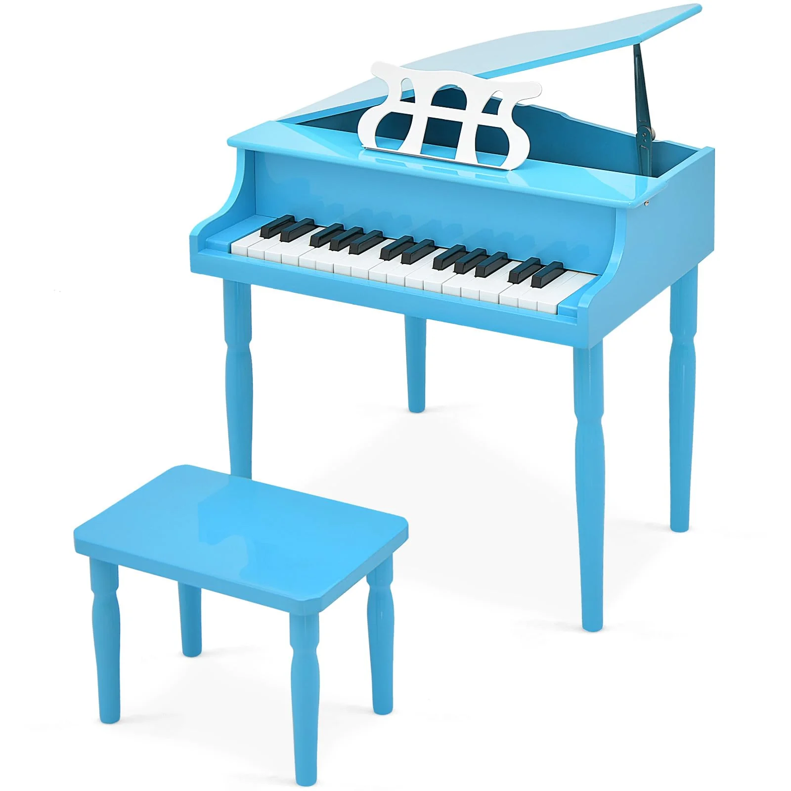 Goplus 30-Key Classical Kids Piano, Mini Grand Piano Wooden Learn-to-Play Musical Instrument Toy with Bench (4 Straight Leg-Black) - Image 13