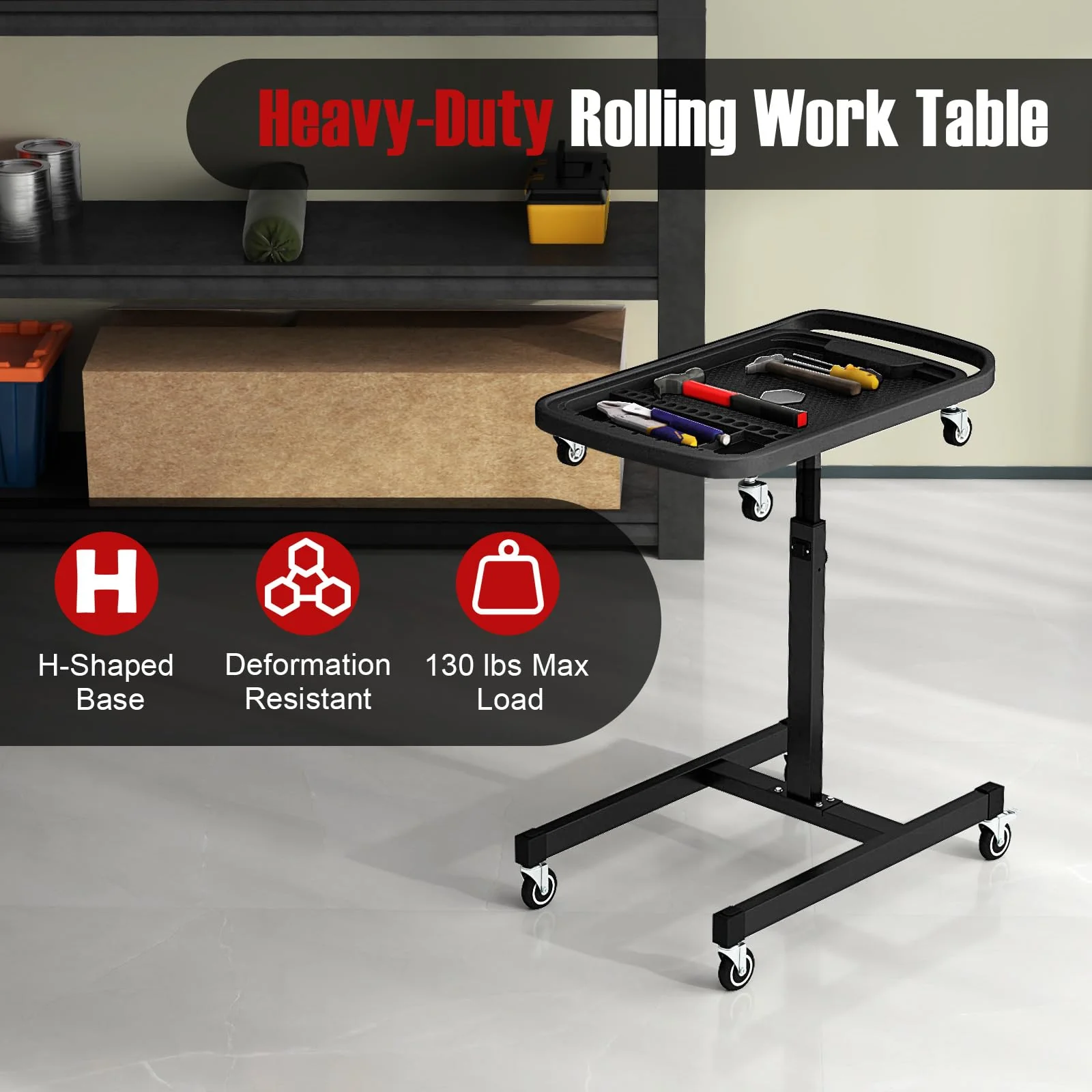 Goplus 31.5”-48.5” Height Adjustable Workbench with Detachable Part Tray - Image 4