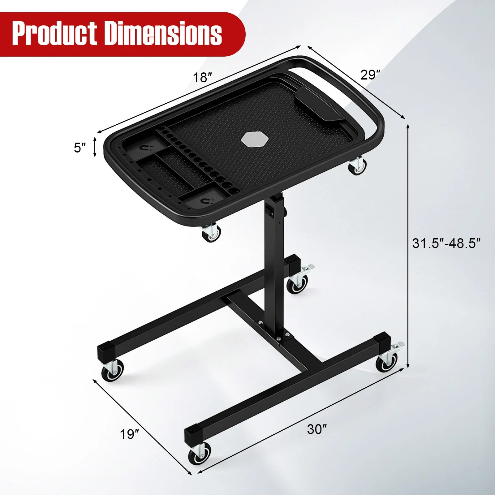 Goplus 31.5”-48.5” Height Adjustable Workbench with Detachable Part Tray - Image 7