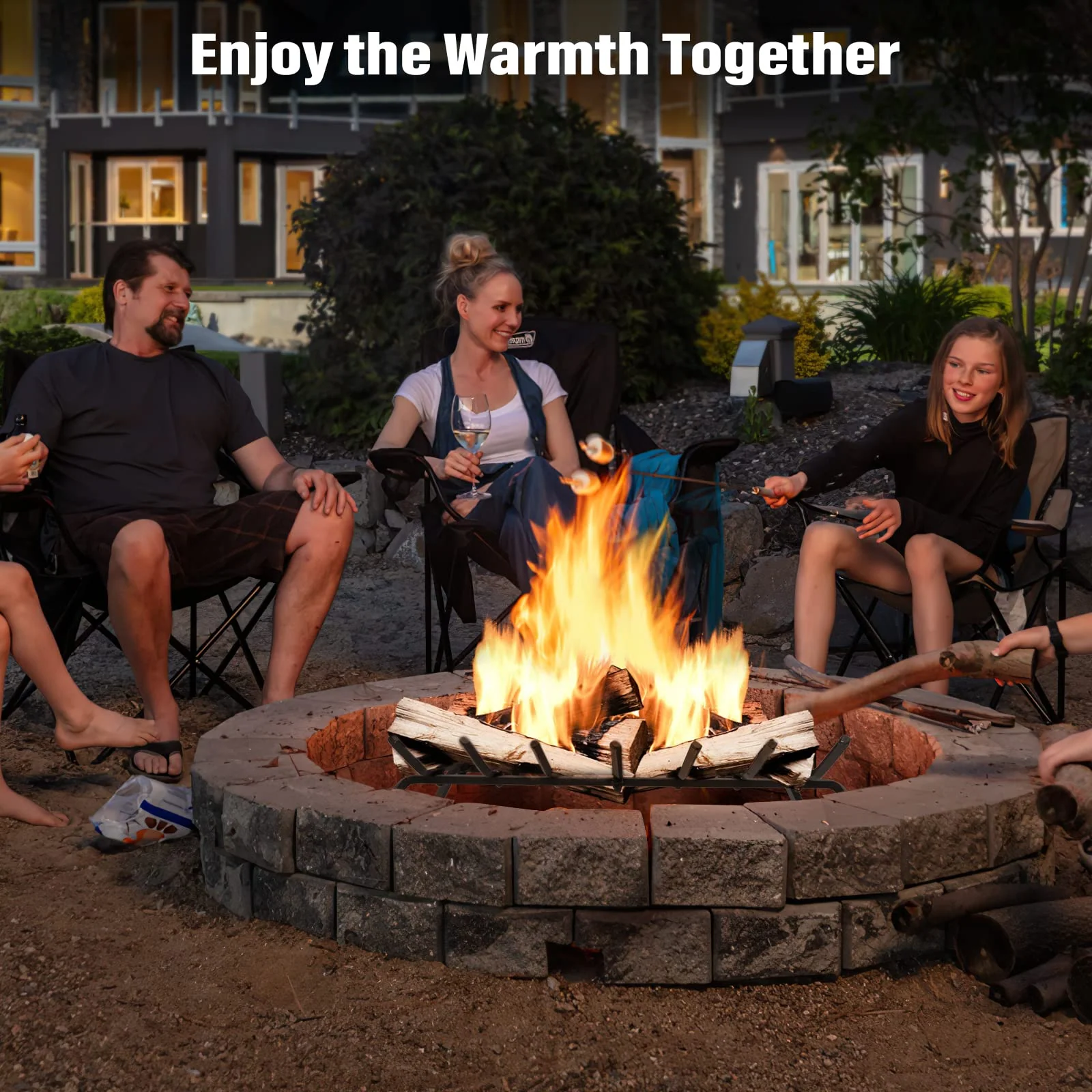 Goplus 31 Inch Fireplace Log Grate, Heavy Duty Steel Fireplace Log Holder with 3/4 Wide Solid Bars for Outdoor Kindling Tools Pit - Image 9