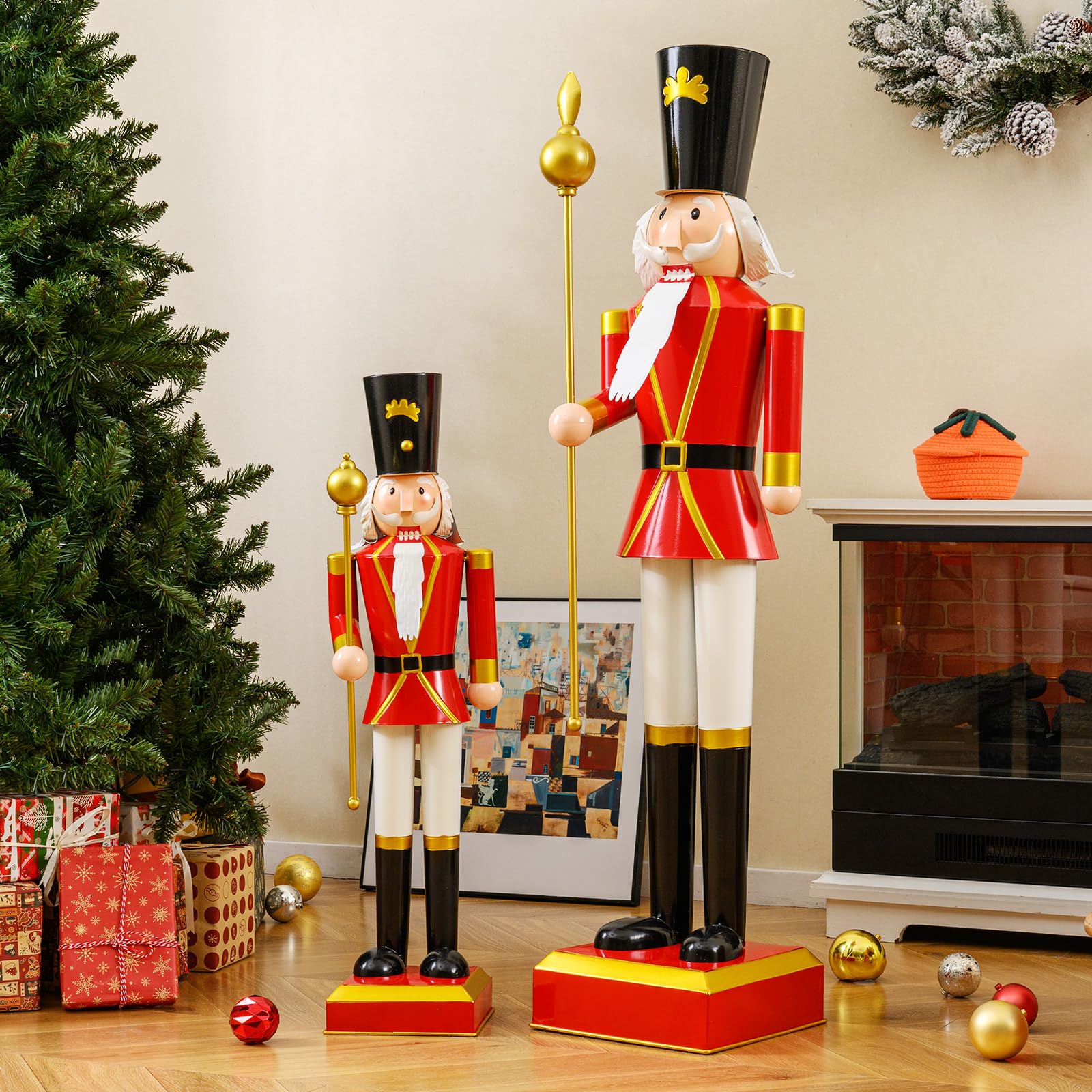 Goplus 32.5 Inch Christmas Nutcracker with High Hat and Beautiful Scepter - Image 2