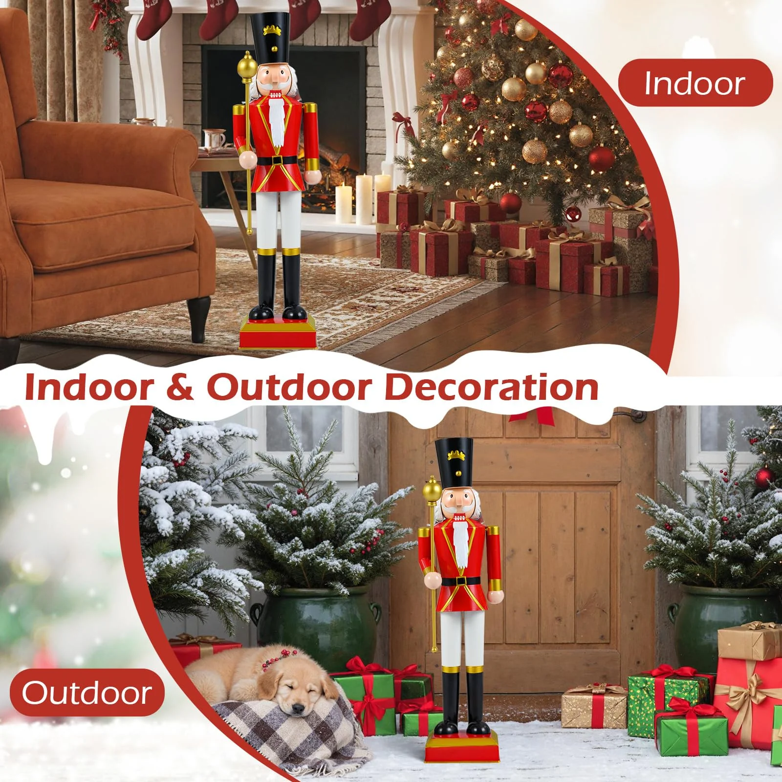 Goplus 32.5 Inch Christmas Nutcracker with High Hat and Beautiful Scepter - Image 4