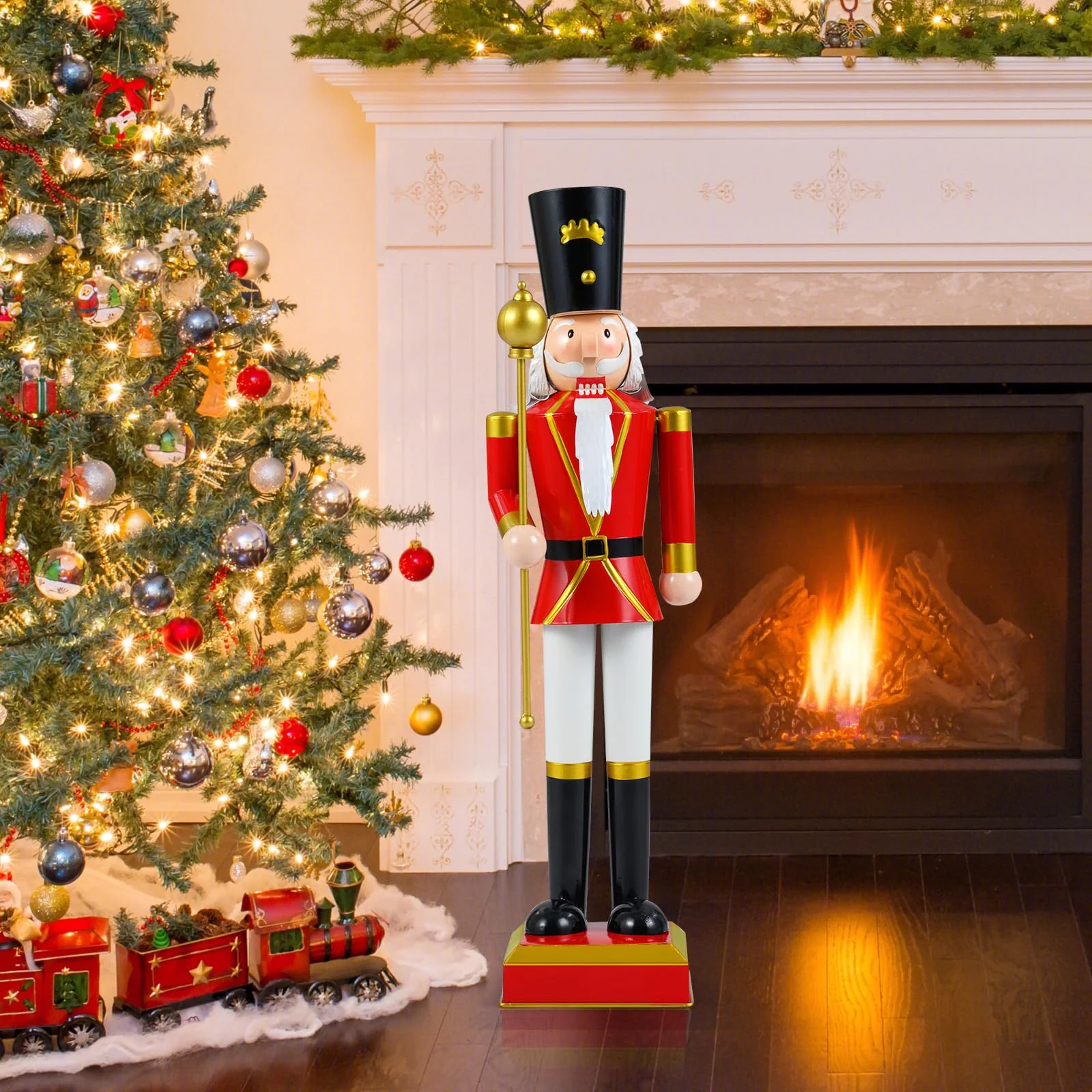 Goplus 32.5 Inch Christmas Nutcracker with High Hat and Beautiful Scepter - Image 5