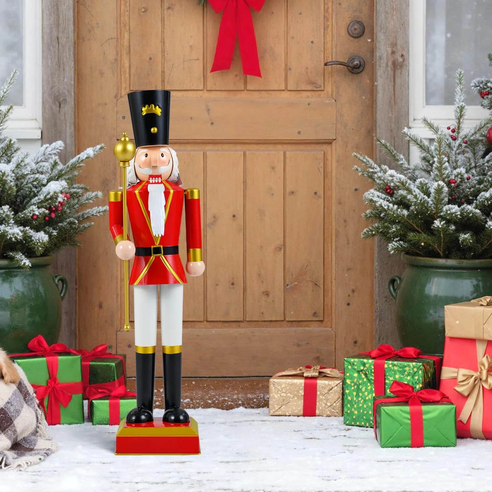 Goplus 32.5 Inch Christmas Nutcracker with High Hat and Beautiful Scepter - Image 8