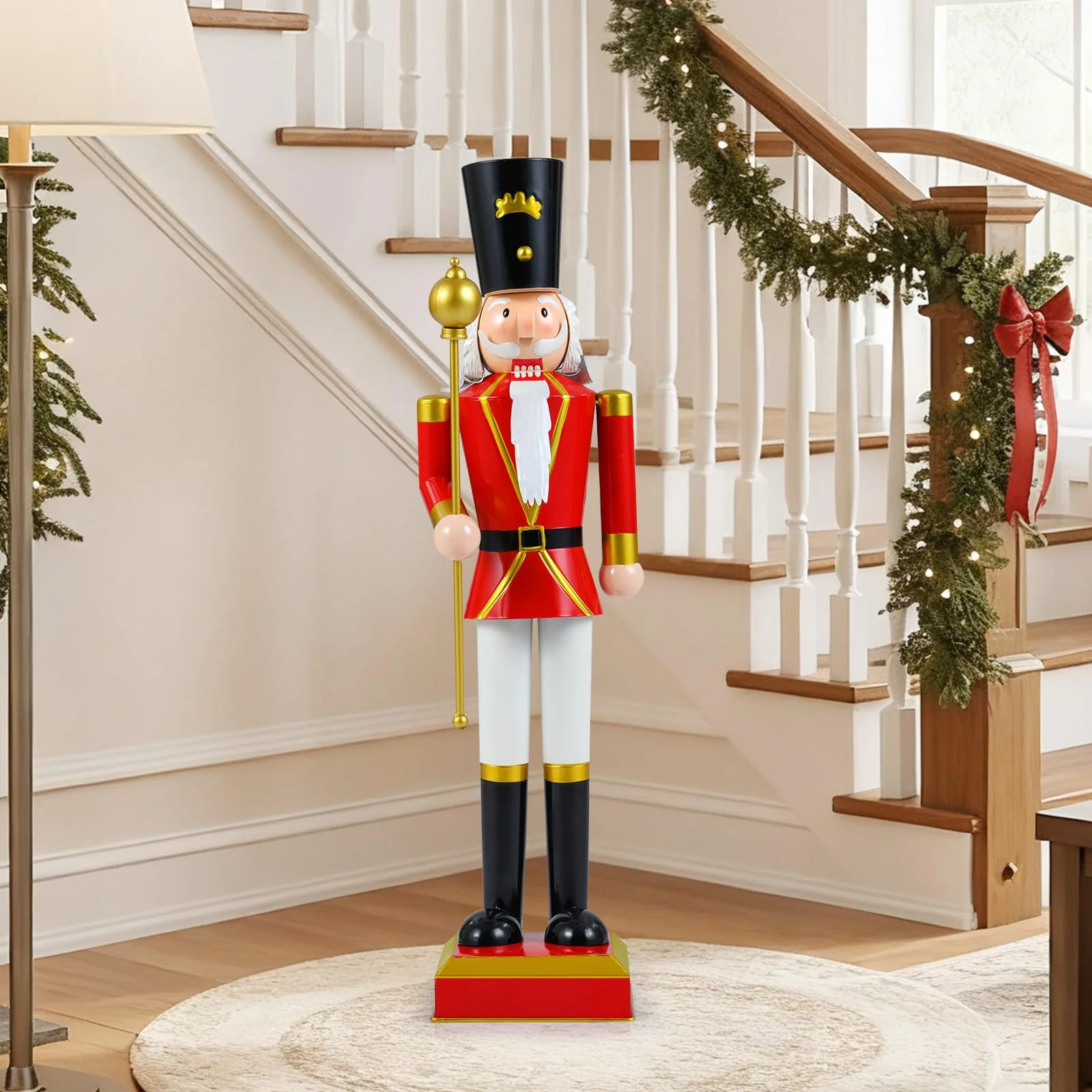 Goplus 32.5 Inch Christmas Nutcracker with High Hat and Beautiful Scepter - Image 9