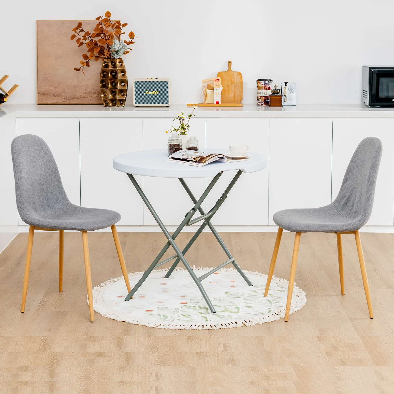 Goplus 32'' Round Folding Table, Foldable Plastic Card Table - Image 3