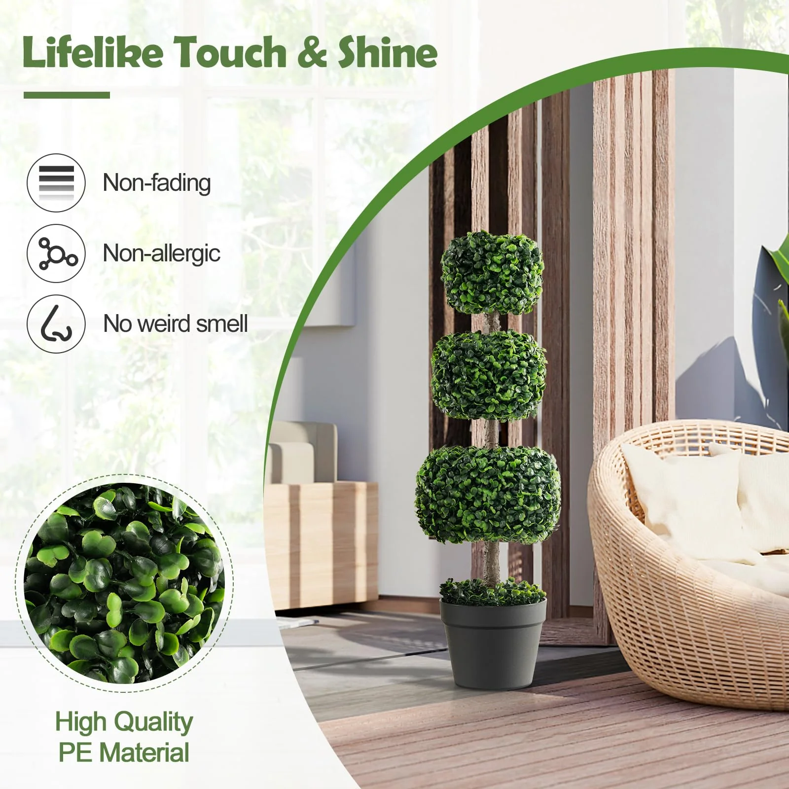 Goplus 35¡± Artificial Boxwood Topiary Tree - Image 3