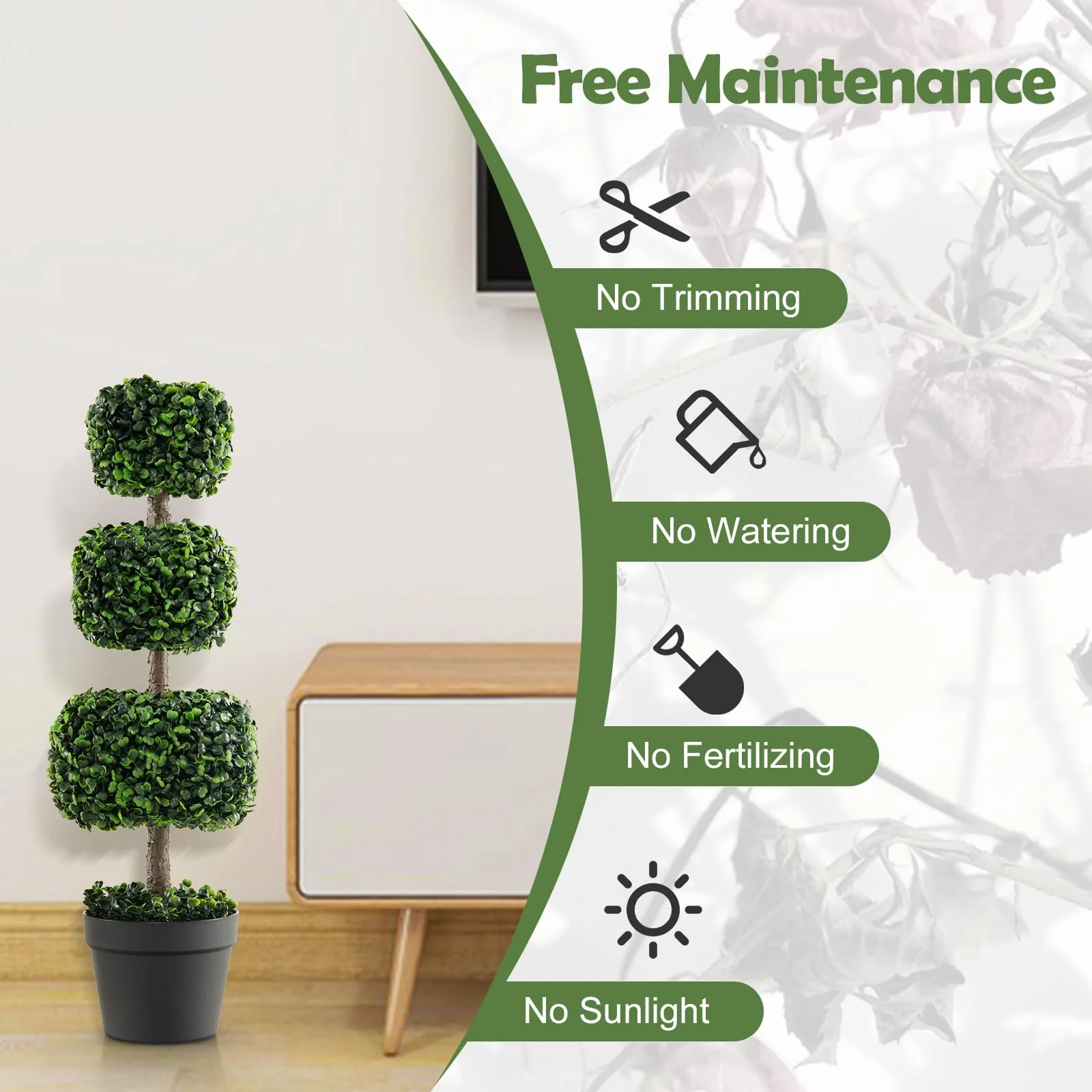 Goplus 35¡± Artificial Boxwood Topiary Tree - Image 6