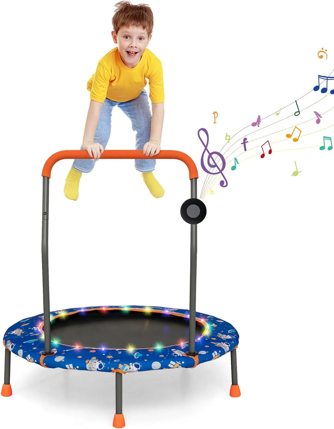 Goplus 36" Trampoline for Kids, Mini Toddler Trampoline with LED Lights, Bluetooth Speaker - Image 10