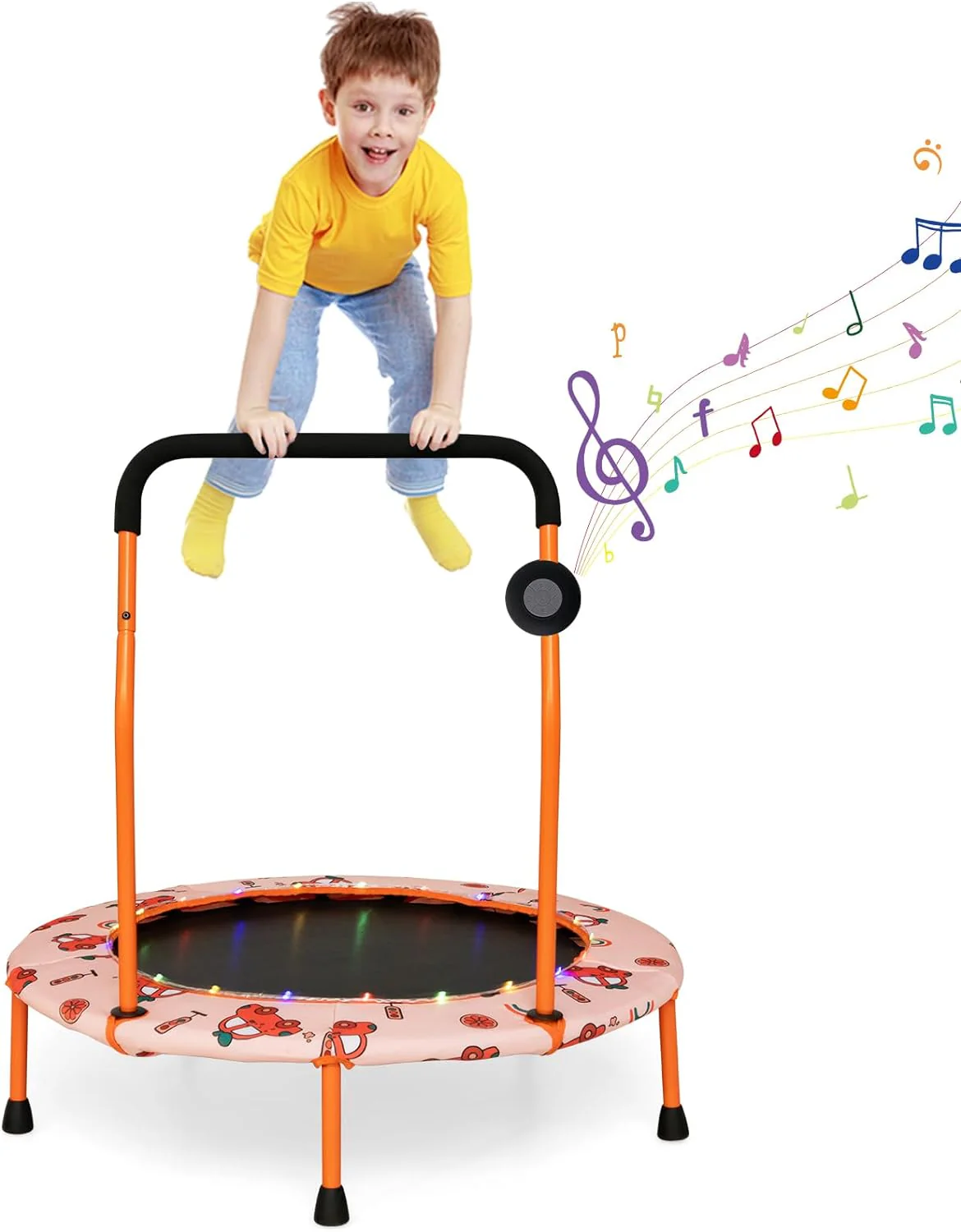 Goplus 36" Trampoline for Kids, Mini Toddler Trampoline with LED Lights, Bluetooth Speaker - Image 11