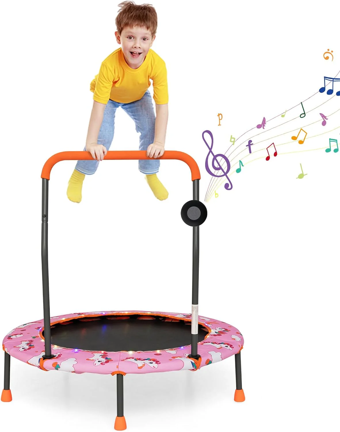 Goplus 36" Trampoline for Kids, Mini Toddler Trampoline with LED Lights, Bluetooth Speaker - Image 12