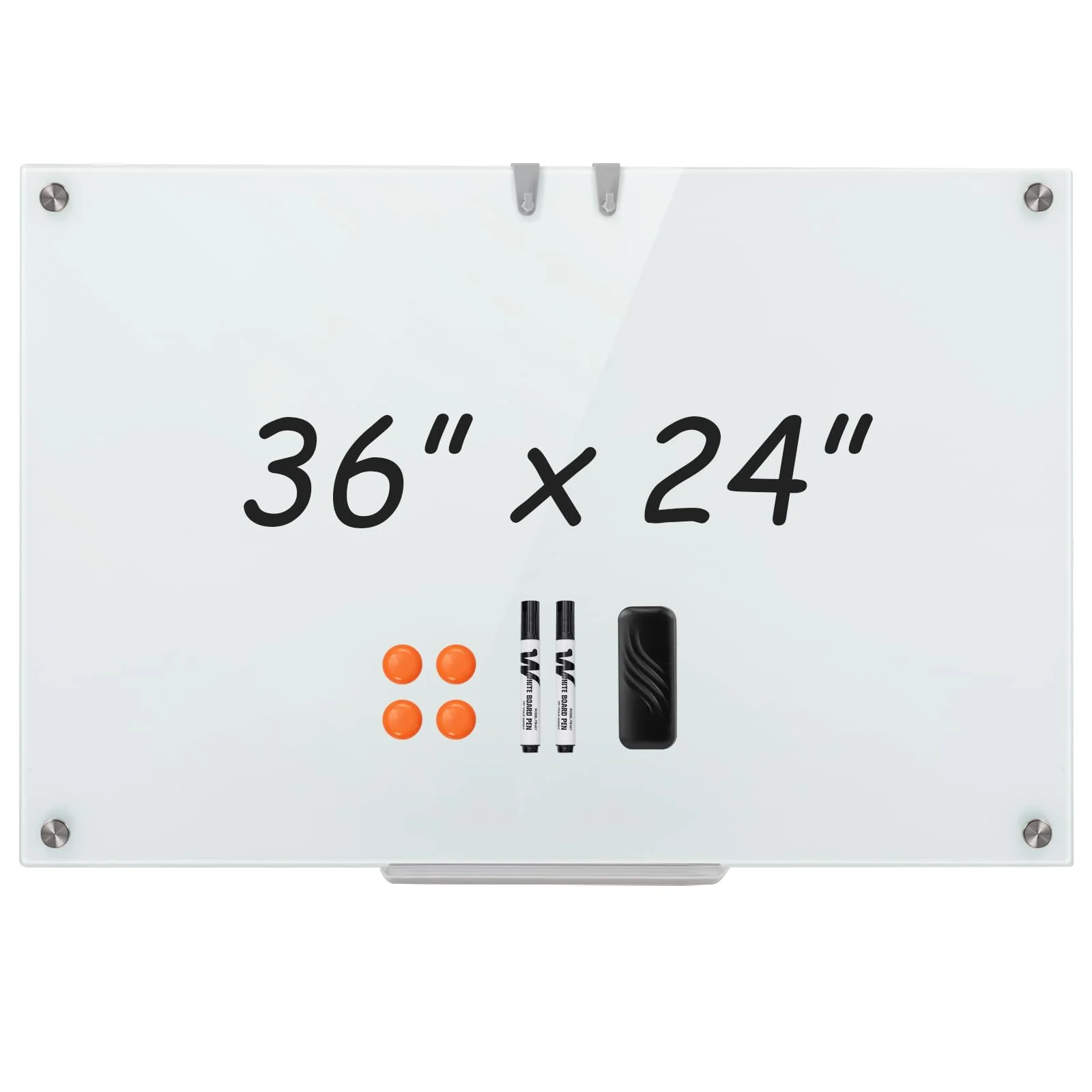 Goplus 36" x 24" Magnetic Glass Whiteboard Dry Erase Board with Eraser