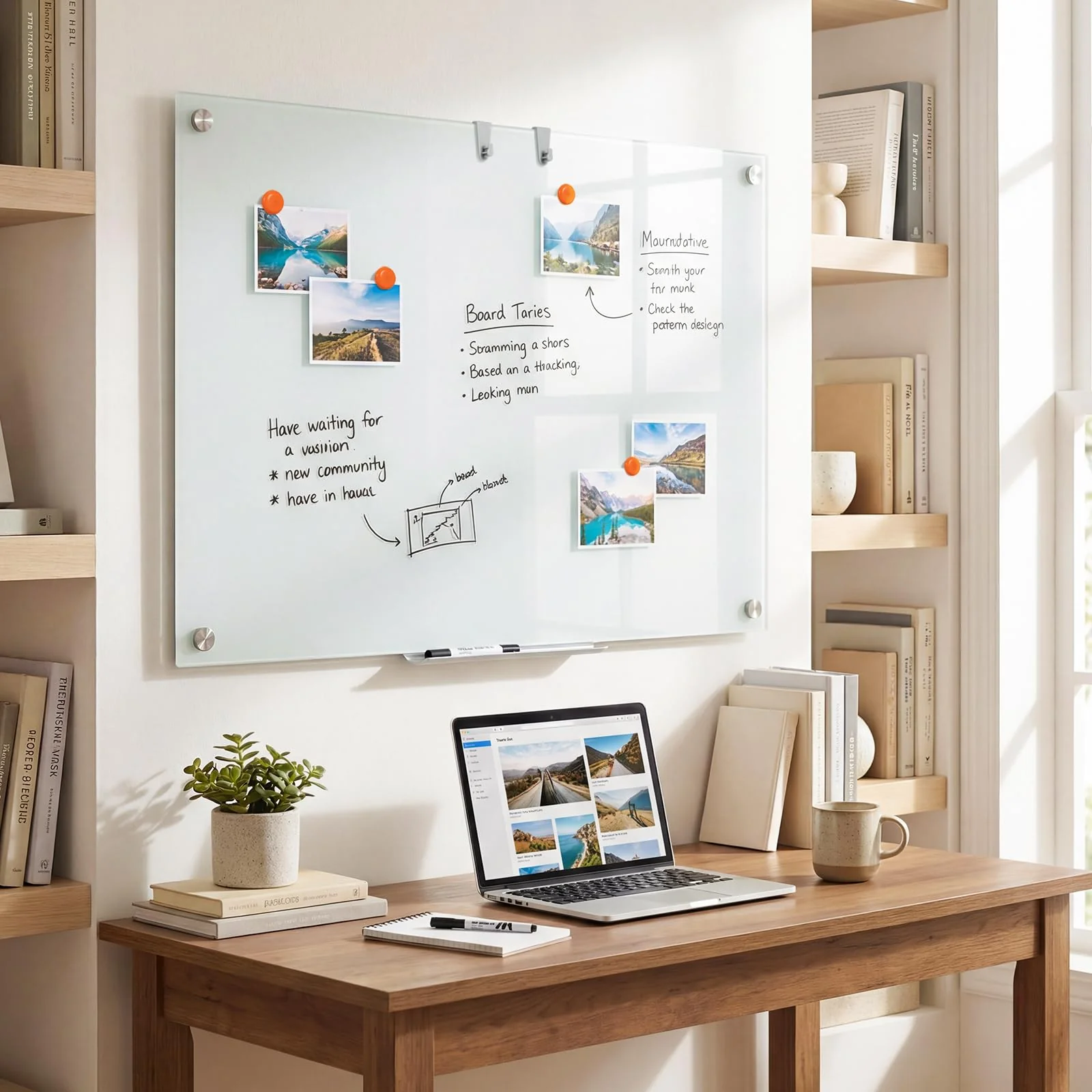 Goplus 36" x 24" Magnetic Glass Whiteboard Dry Erase Board with Eraser - Image 5