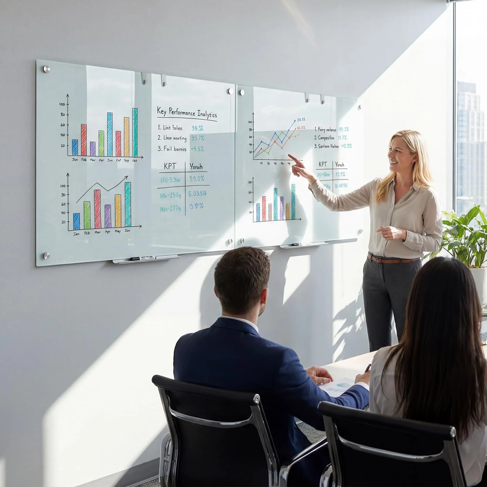 Goplus 36" x 24" Magnetic Glass Whiteboard Dry Erase Board with Eraser - Image 6