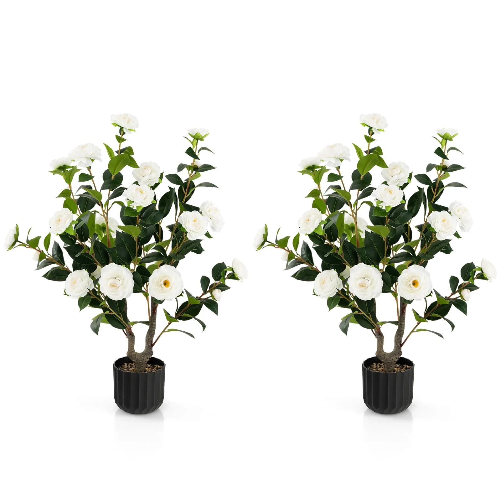 Goplus 38" Artificial Camellia Tree Flower Plants Artificial Tree - Image 11