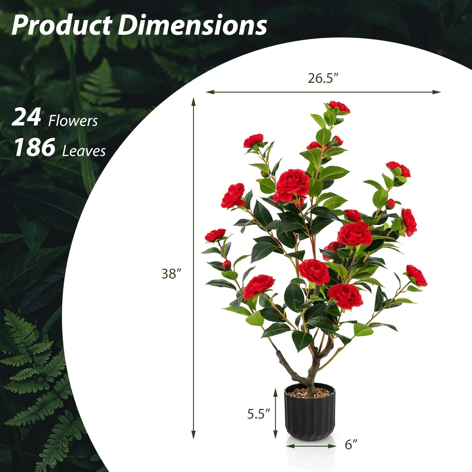 Goplus 38" Artificial Camellia Tree Flower Plants Artificial Tree - Image 8