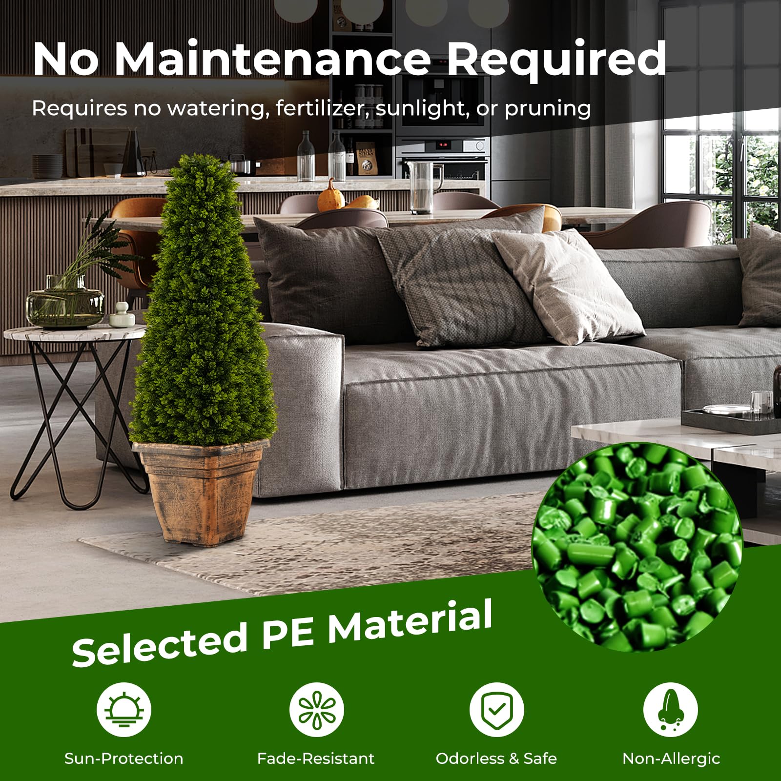 Goplus 3ft Artificial Boxwood Topiary Tree - Image 3