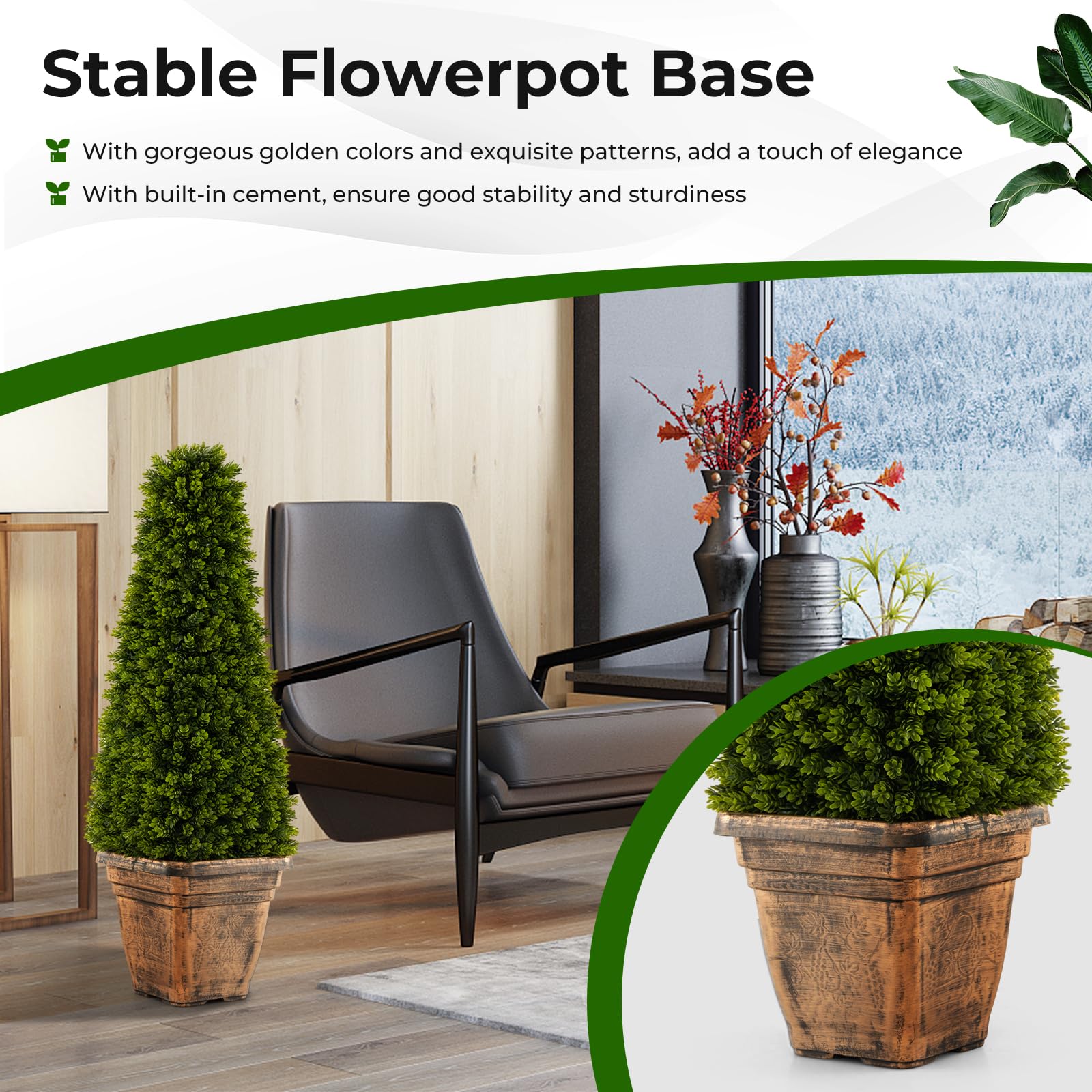 Goplus 3ft Artificial Boxwood Topiary Tree - Image 4