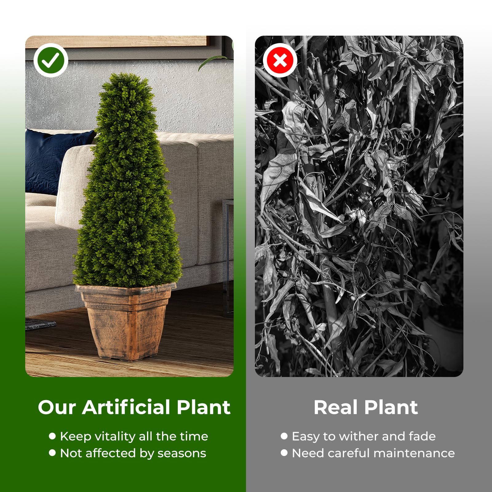 Goplus 3ft Artificial Boxwood Topiary Tree - Image 6
