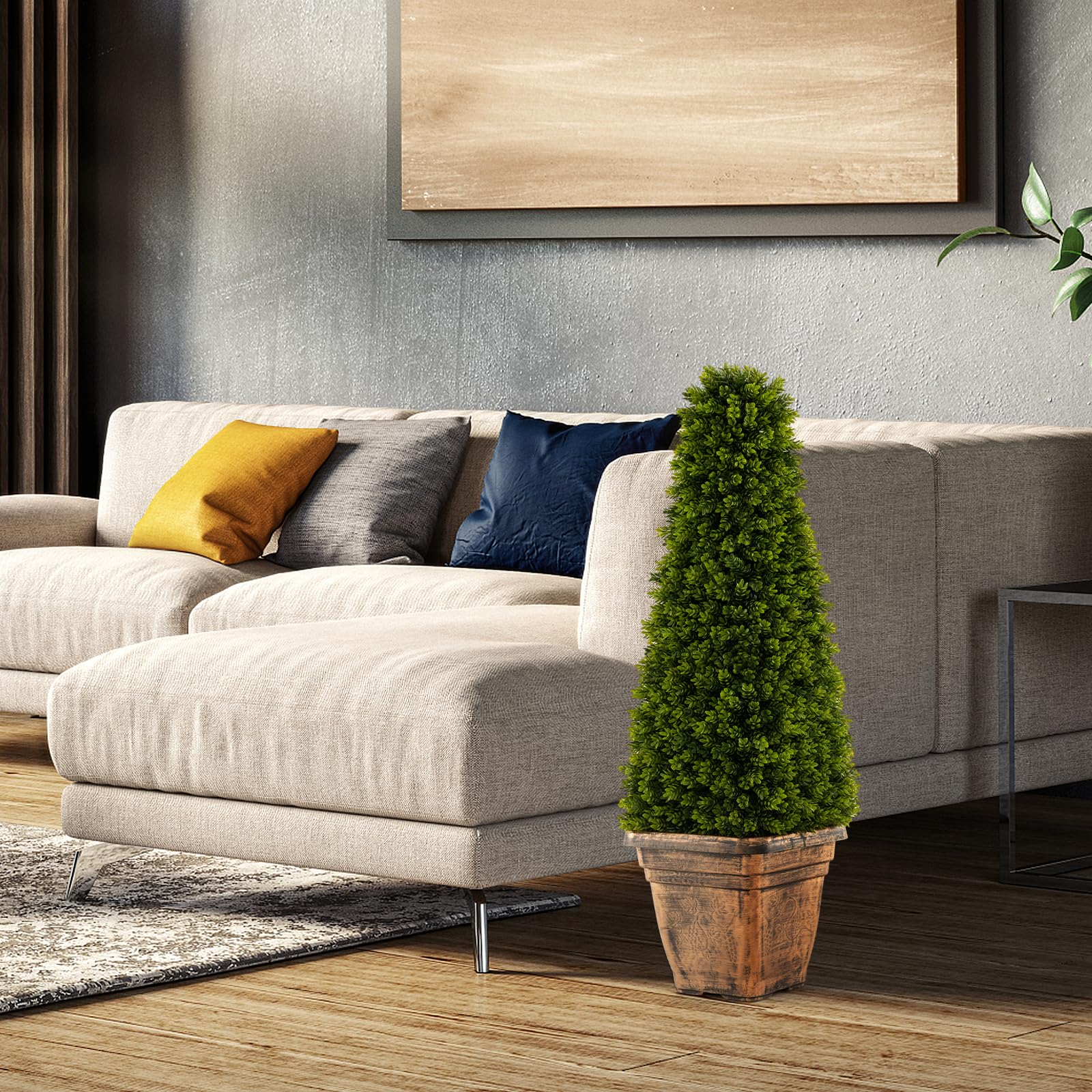 Goplus 3ft Artificial Boxwood Topiary Tree - Image 8