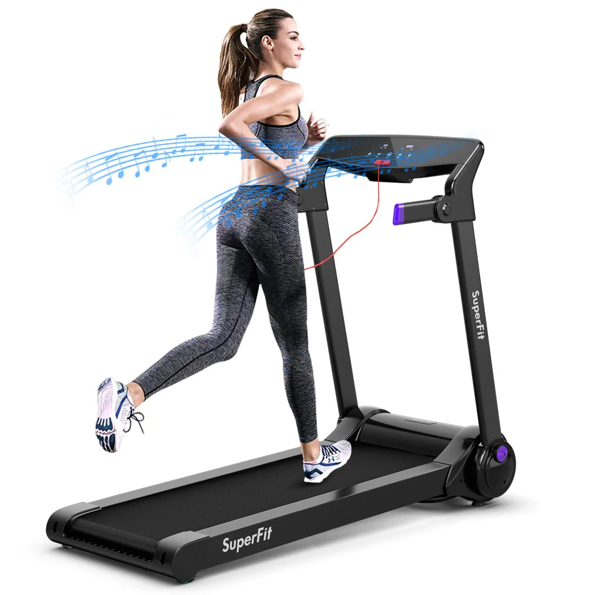 Goplus 3HP Electric Folding Treadmill, with APP Control, Bluetooth Speaker and HD Touch Screen - Image 10