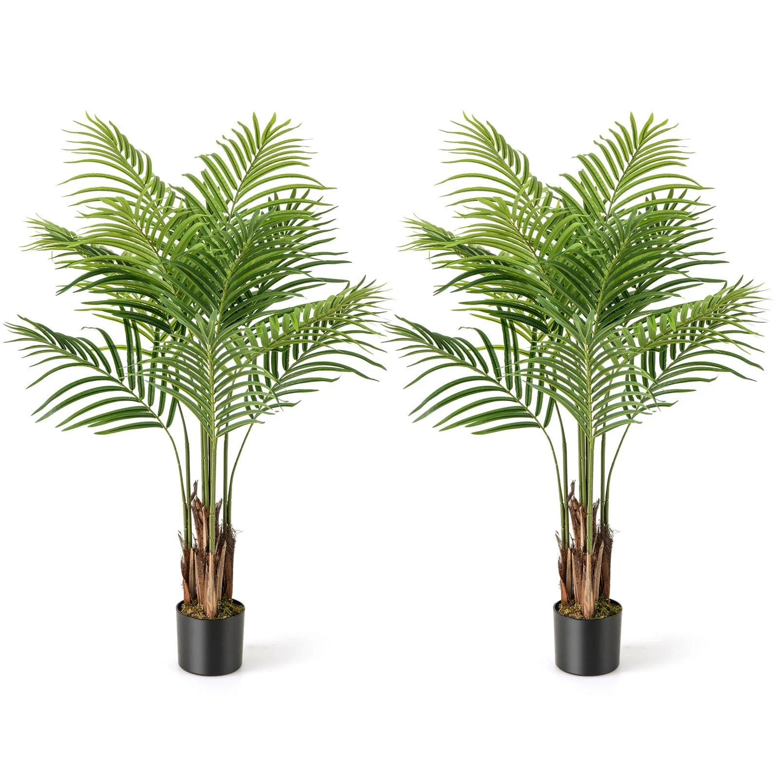 Goplus 4.2FT Tall Artificial Palm Tree with 12 PEVA Leaves (2 Pack)