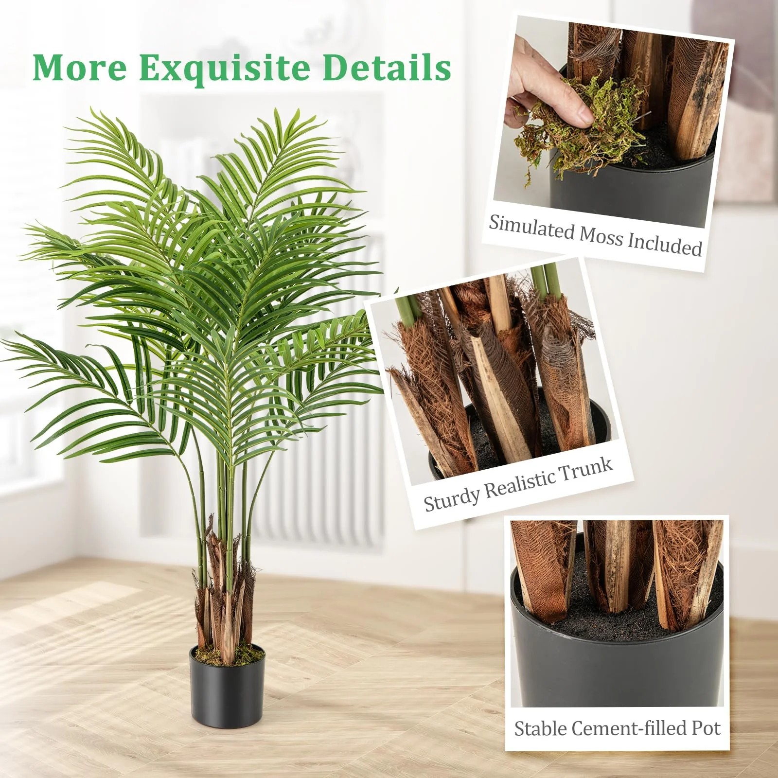 Goplus 4.2FT Tall Artificial Palm Tree with 12 PEVA Leaves (2 Pack) - Image 4