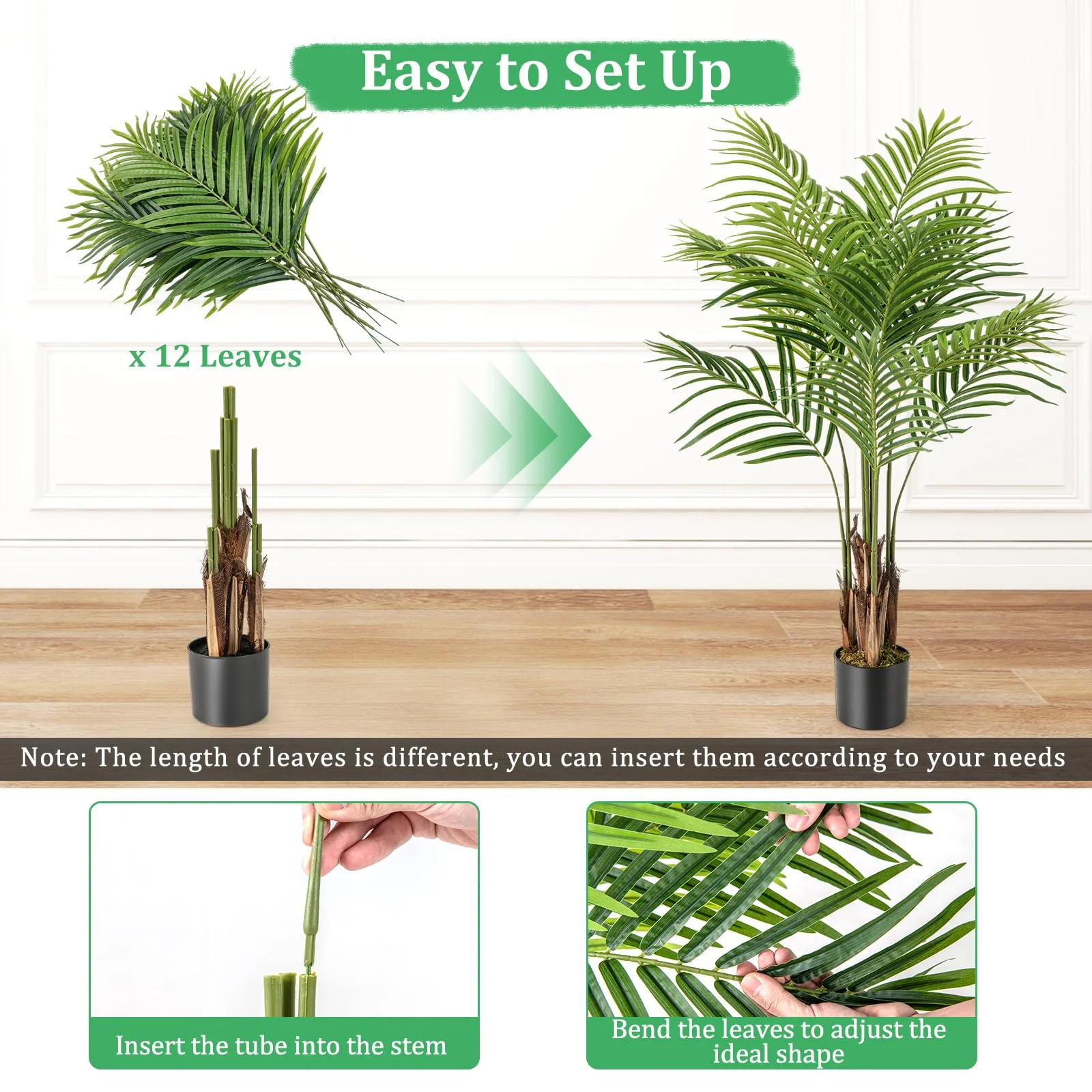 Goplus 4.2FT Tall Artificial Palm Tree with 12 PEVA Leaves (2 Pack) - Image 5