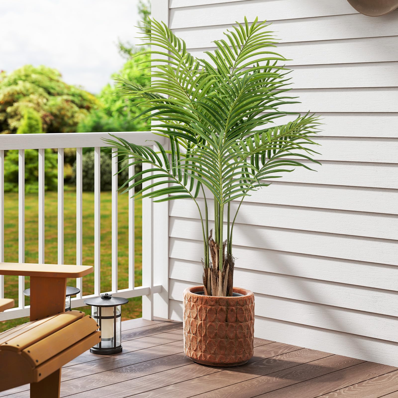 Goplus 4.2FT Tall Artificial Palm Tree with 12 PEVA Leaves (2 Pack) - Image 9