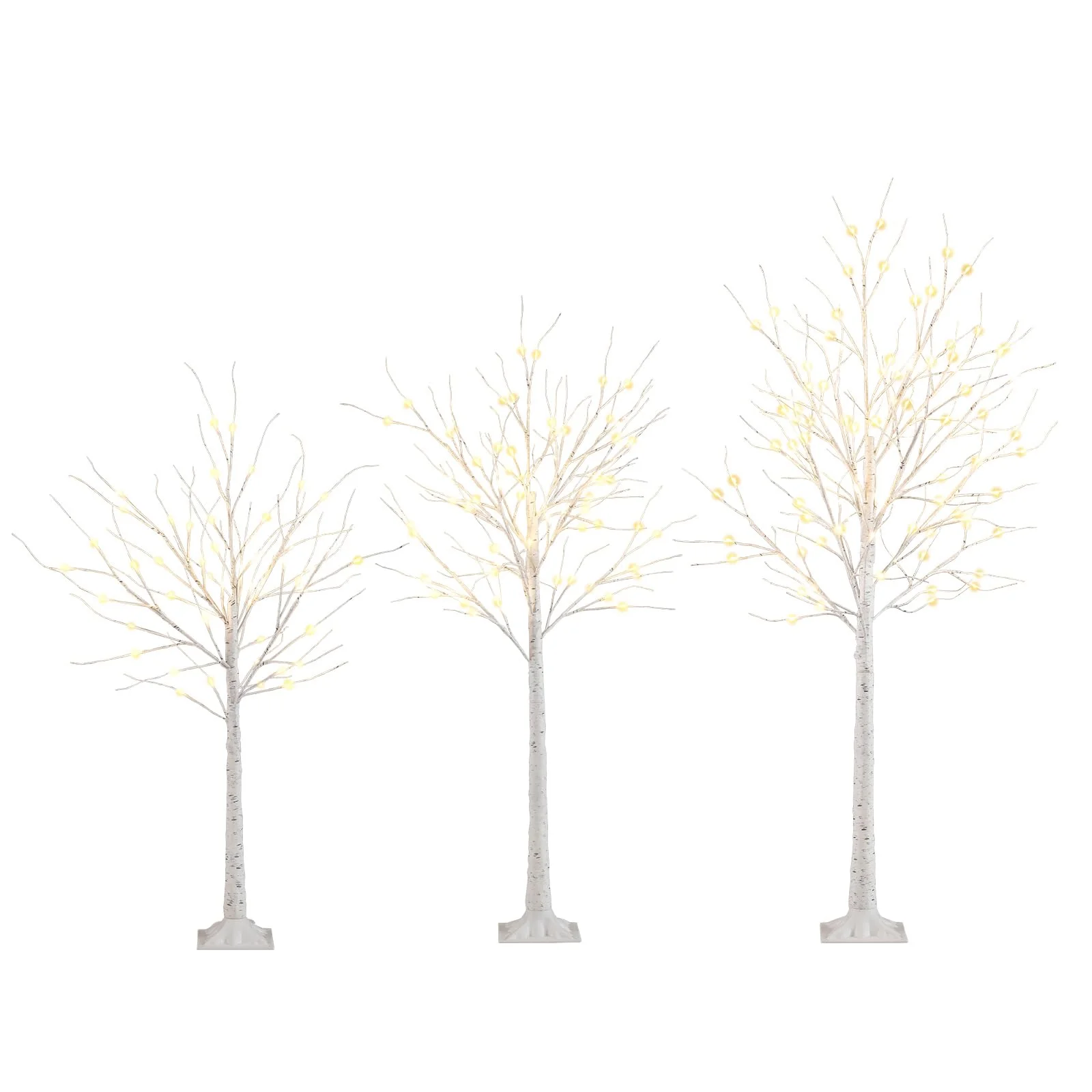Goplus 4/5/6 FT Pre-Lit Artificial Christmas Trees with 216 Warm White LEDs ( Set of 3 )