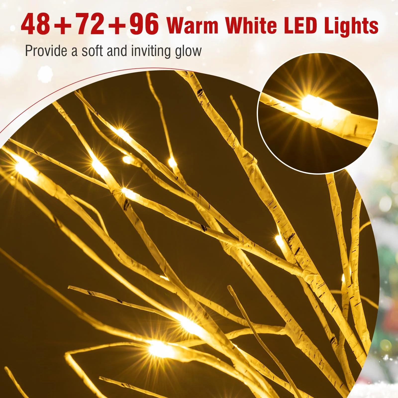 Goplus 4/5/6 FT Pre-Lit Artificial Christmas Trees with 216 Warm White LEDs ( Set of 3 ) - Image 5